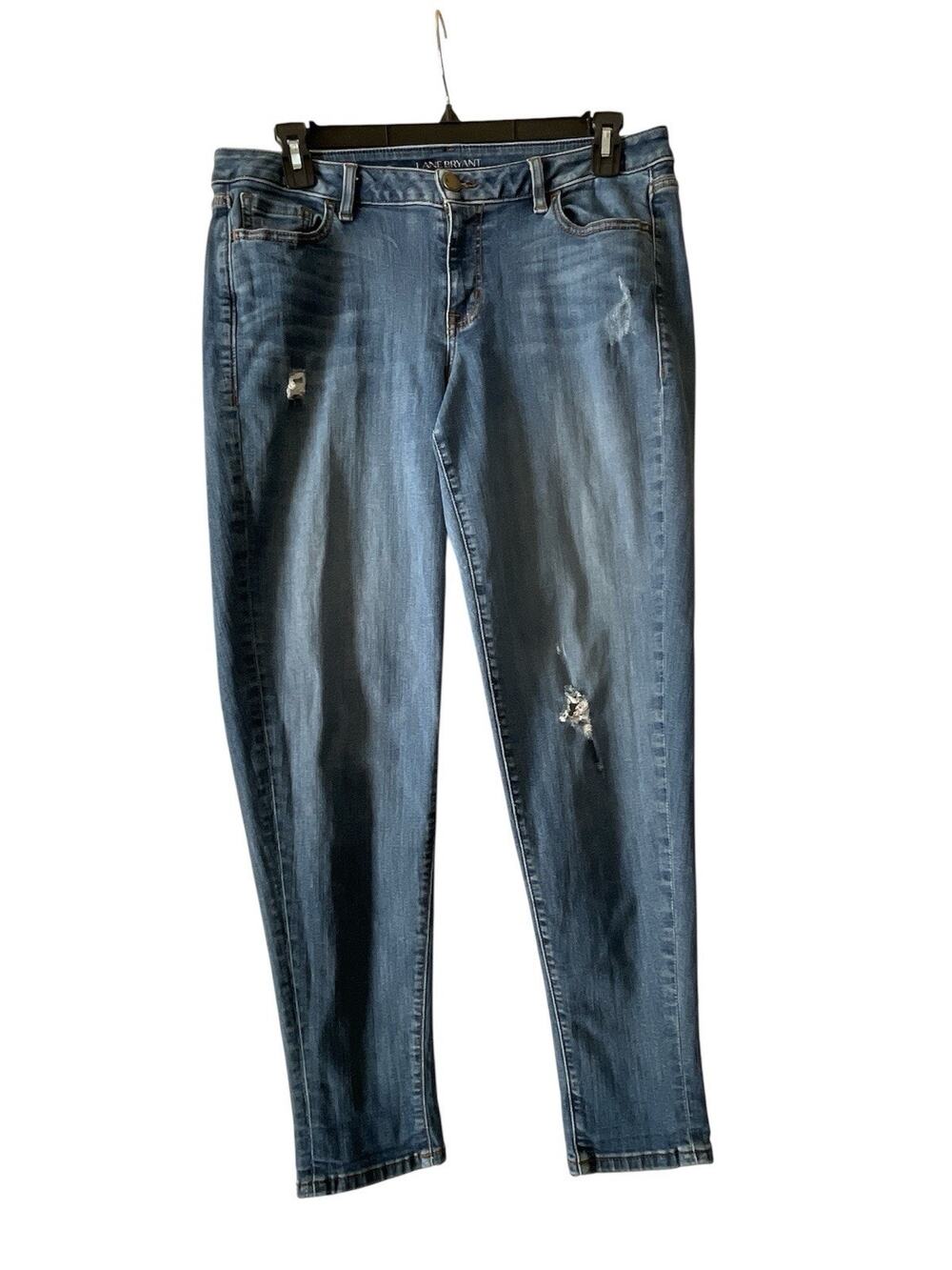 Lane Bryant Women's Size 16 Boyfriend Jeans Blue Denim Med Wash Distressed